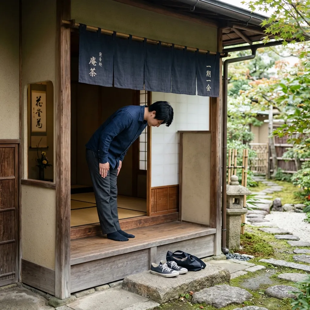 Persona haciendo reverencia en Japón